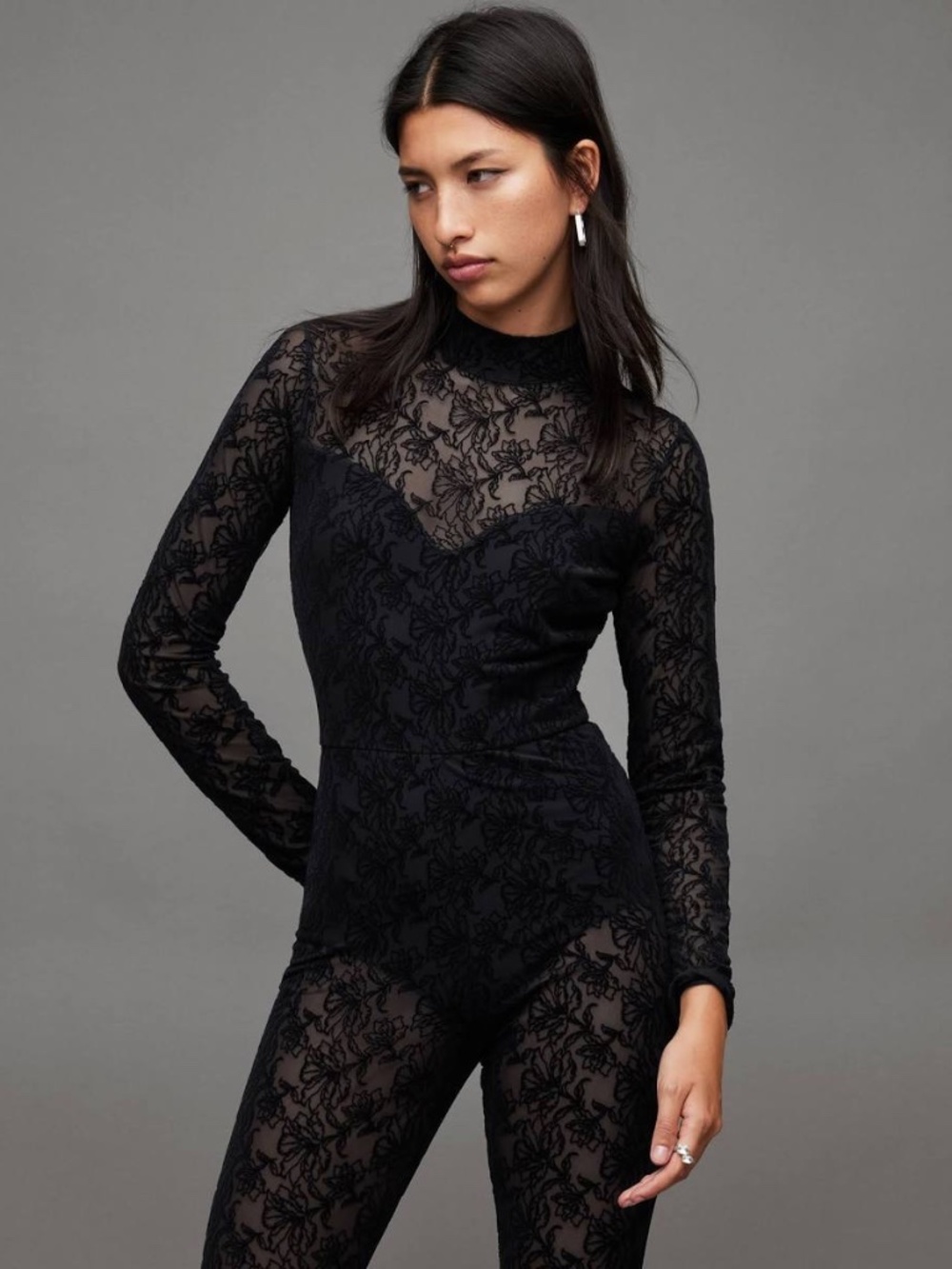 All Saints Lace Long Sleeve Catsuit **Worn once** (too big)